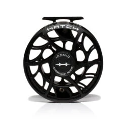 Hatch Iconic Fly Reel // 11 Plus -Perfect Fishing Shop Iconic11PlusReel BlackSilver LargeArbor Front
