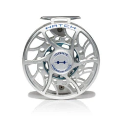 Hatch Iconic Fly Reel // 11 Plus -Perfect Fishing Shop Iconic11PlusReel ClearBlue MidArbor Front