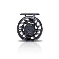 Hatch Iconic Fly Reel // 3 Plus -Perfect Fishing Shop Iconic3PlusReel GreyBlack LargeArbor Front