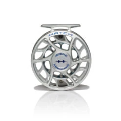 Hatch Iconic Fly Reel // 5 Plus -Perfect Fishing Shop Iconic5PlusReel ClearBlue LargeArbor Front