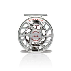 Hatch Iconic Fly Reel // 5 Plus -Perfect Fishing Shop Iconic5PlusReel ClearRed LargeArbor Front