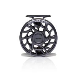 Hatch Iconic Fly Reel // 5 Plus -Perfect Fishing Shop Iconic5PlusReel GreyBlack LargeArbor Front
