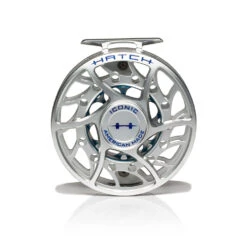 Hatch Iconic Fly Reel // 9 Plus -Perfect Fishing Shop Iconic9PlusReel ClearBlue MidArbor Front