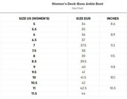 Grundens Women's Deck Boss Ankle Boot -Perfect Fishing Shop womensdeckbossbootsizingchart